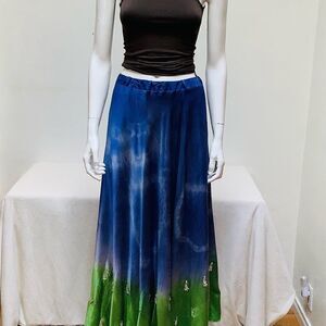 HEIDI ABRA SKIRT SILK  HANDMADE EMBROIDERED DYDE SKIRT, FULL LENGTH